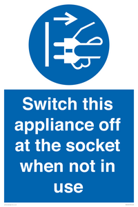 Switch this appliance off at the socket when not in use